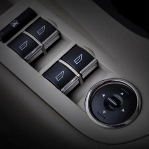Car styling Windows lift switch button metal chrome trim decoration accessories case for Ford Focus Ecosport Fiesta Kuga S-MAX