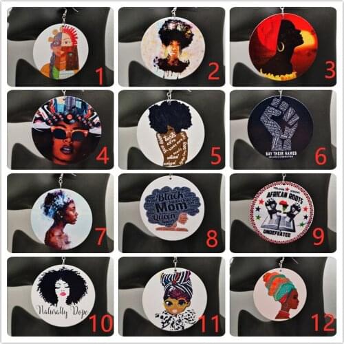 Free Shipping! few stock!! african black woman wooden earrings