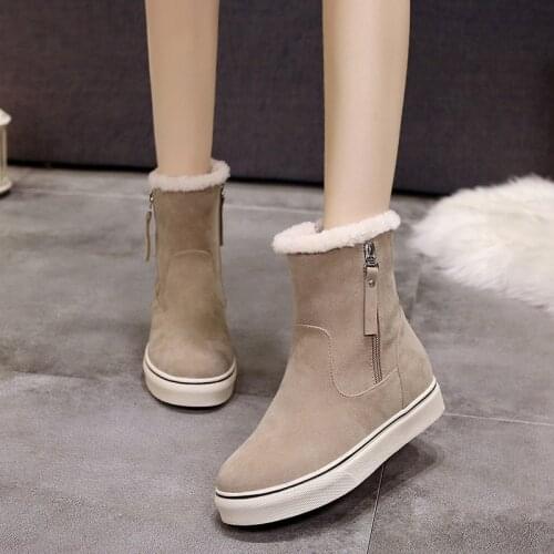2019 New Women Snow Boots Women Flat Lace Up Winter Platform Ladies Warm Shoes Flock Womens Suede Ankle Boots For Women