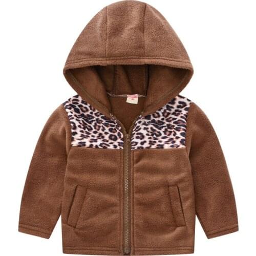 Childrens Clothing Kids Jacket For Boys Polar Fleece Hoodie Outerwear Leopard Print Coats Baby Girls Zipper Cardigan Jackets