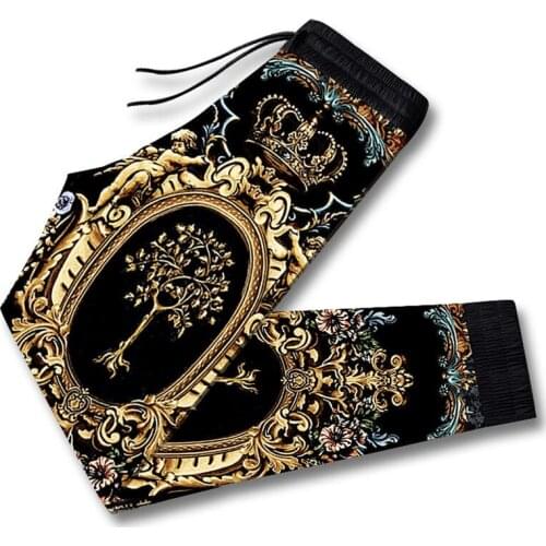 Mens trousers European and American streetwear mens casual pants lace-up pants 3D printing casual mens pants M-5XL 2021