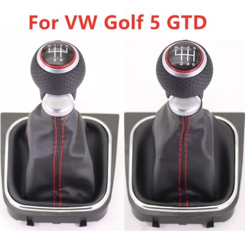 For VW Golf 5 MK5 R32 GTD GTI 2004 2005 2006 2007 2008 2009 Car 5 6 Speed Car Gear Stick Level Shift Knob Leather Boot Accessory