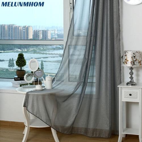 Europe Voile Flashing Silver Wire Tulle Curtains for Living Room Bedroom Window Sheer Gray Curtains for The Kitchen Yarn Blind