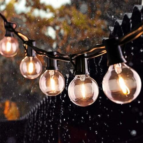 25Ft G40 Bulb Globe String Lights With Clear Bulb Backyard Patio Lights Vintage Bulbs Decorative Outdoor Garland Wedding Lamp