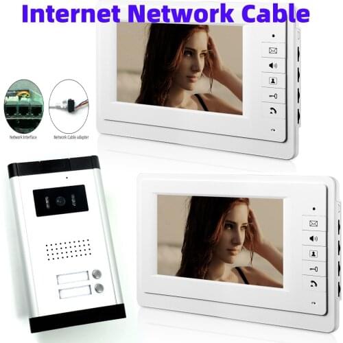 Home 7 Inch LCD Video Door Phone Doorbell Access Control Two-way Audio Visual Intercom System Support 100 Meter Network Cable