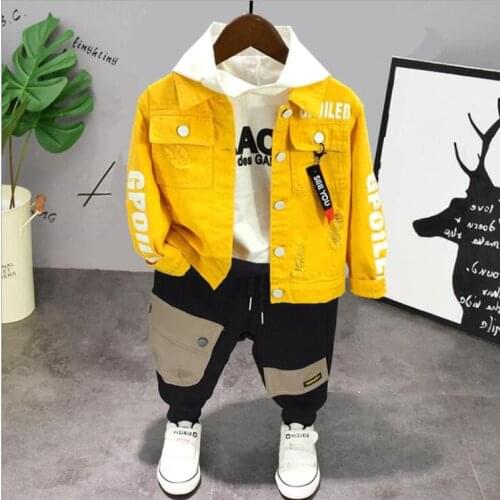 Baby Boys Clothes cowboy coat, hoodie and jeans 3Pcs Outfits Fashion Boy Clothing Set Toddler Clothing Suit Cute Childrens suit