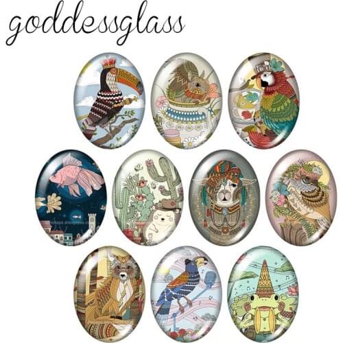 Beauty Planting Animals 10pcs mixed 13x18mm/18x25mm/30x40mm Oval photo glass cabochon demo flat back Making findings TB0135