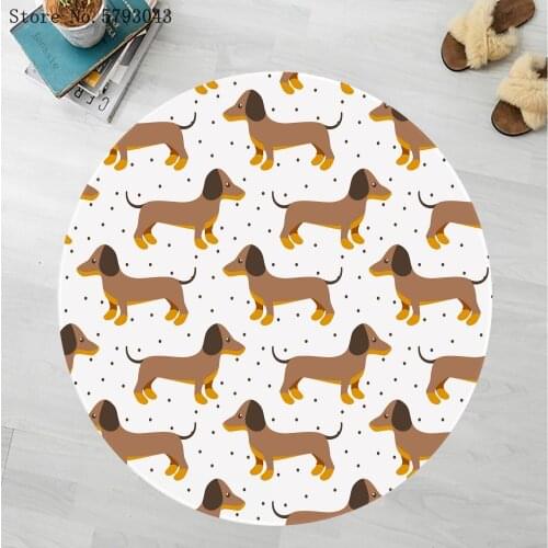 Pet Dog Round Carpet 3D Print Animal Cartoon Carpets Kitchen Outdoor Carpet Entrance Outdoor Mat Home Textile Floor Rug Decor