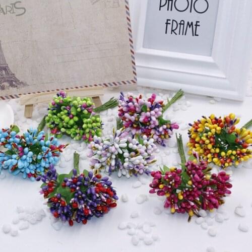 Mini Artificial Berry Beads Flower Bouquet DIY handmade wedding garland material wreath gift box accessories Free Shipping