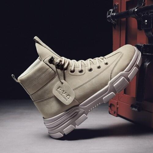 2021 New Men Boots Military Boots Winter Lightweight Shoes Men Pu Leather Waterproof Lace Up Winter Casual Non-slip And Wear-re