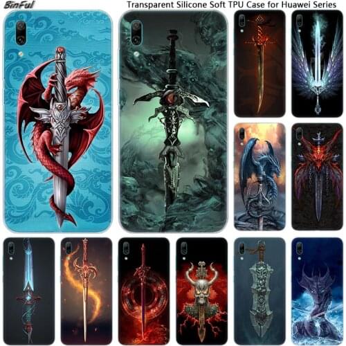 Knives Dragon Ancient weapon Soft Silicone Phone Case for Huawei Mate 10 20 Lite Pro Enjoy 9S Y9 Y7 Y6 Y5 2019 2018 Pro 2017