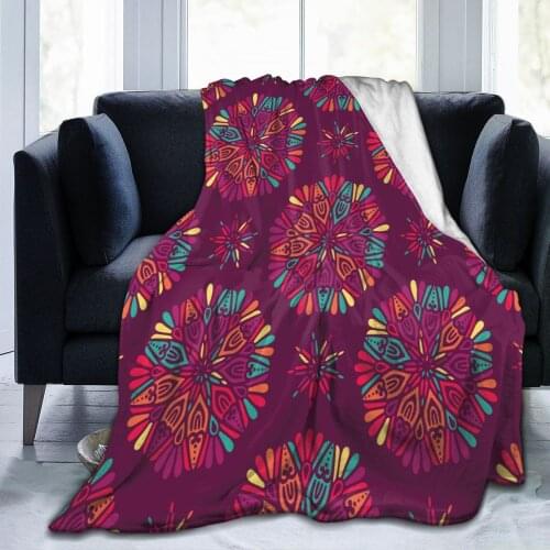 Soft Warm Fleece Blanket Floral Paisley Winter Sofa Plaid Throw 3 Size Light Thin Mechanical Wash Flannel Blankets