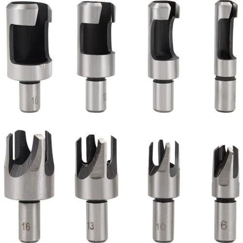 Uxcell 8pcs Wood Plug Cutter Drill Bit Set 1/4” 3/8” 1/2” 5/8” Barrel Cork Tenon Hole Saw Cutting Tool for Woodworking