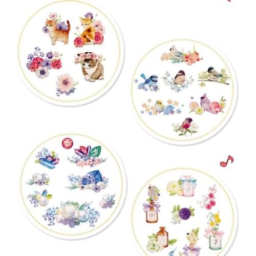 6 pcs/set flower garden stickers cat birds fruit sticker decoration for diary phone Stationery School supplies FT956