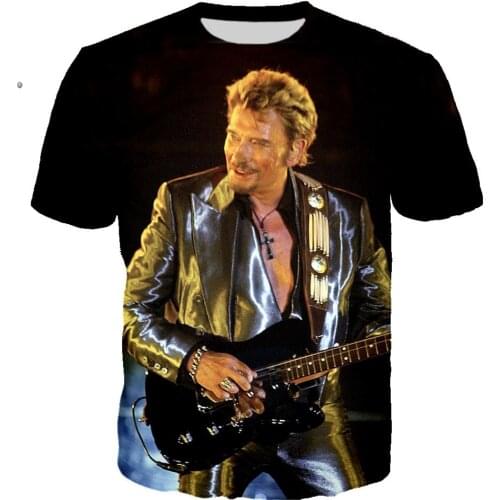 New Johnny Halliday t shirt 3D Print Rock Popular French Singer tshirt Unisex Casual Streetwear hip hop clothes harajuku Tops