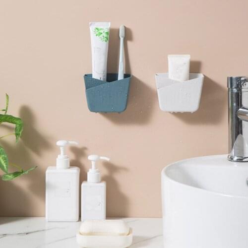 2021 New Wall Mounted Non Punch Storage Box Remote Controller Mobile Phone Storage Box Bathroom Wall Shelf Storage Box