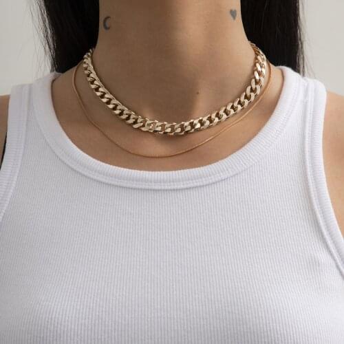 New Muti Layer Thick Link Chian Necklace for Women Hiphop Chunky Chain Choker Necklace Set 2021 Fashion Chian on Neck Jewelry