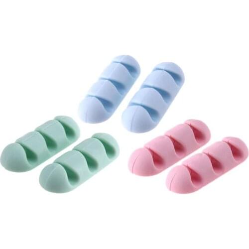 2Pcs Office Desk Cable Organizer Adhesive Silicone Wire Lead USB Charger Cord Winder Home Table Storage Holder Accessory Supply