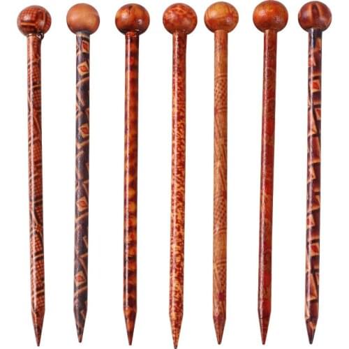 Phenovo 12PCS Printed Pattern Wooden Hair Stick Women Hair Pin Wood Vintage for Wedding Prom Bridal Hair Accessories 13cm