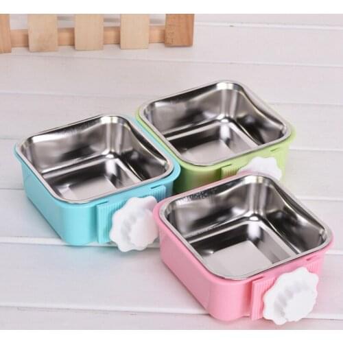 Pet-Bowl Hanging Stationary Dog Cage Bowls Stainless Steel Dog Cat Hanging Bowls Durable Puppy Kitten Feeder Water Food Bowl