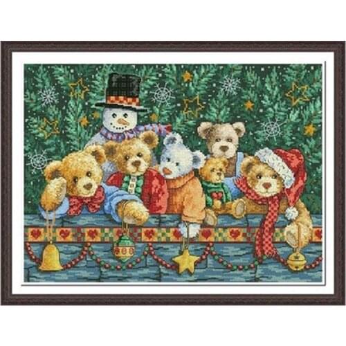 Christmas bear patterns Counted Cross Stitch 11CT 14CT 18CT DIY Chinese Cross Stitch Kits Embroidery Needlework Sets