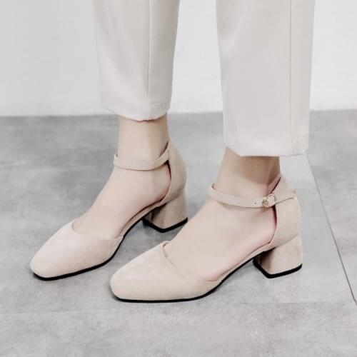 Big Size 11 12 13 high heels sandals women shoes woman summer ladies Flannel bread head buckle with thick heel square heel