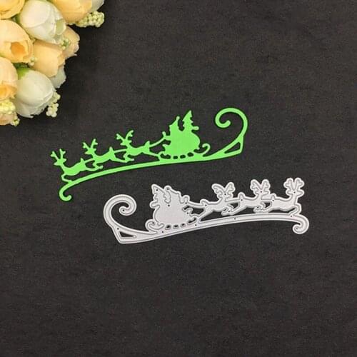 Merry Christmas Deer Sled Metal Die cutting Dies For DIY Scrapbooking Photo Album Decorative Embossing Folder Stencil