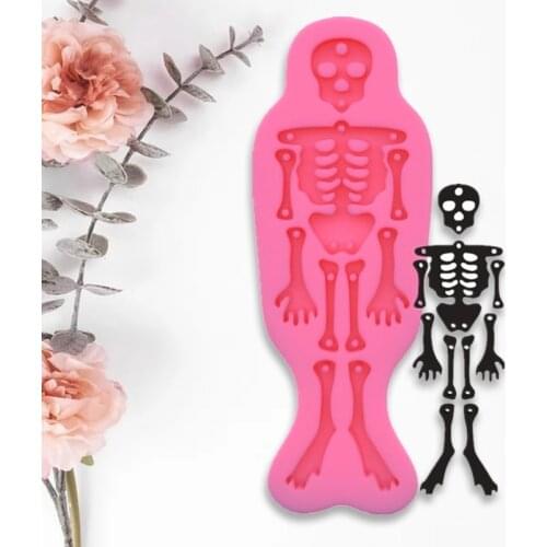 T84A Skeleton Shape Keychain Epoxy Resin Mold Key Chain Earrings Pendants Silicone Mould DIY Crafts Jewelry Necklace Casting