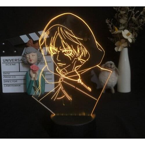 Anime LED 3D Night Light Teenager Room Nightlight Levi Ackerman Figure USB Table Lamp Kids Birthday Gift Party Decor APP Control