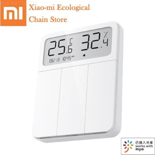 New Xiaomi Mijia Smart Wall Switch Light Remote Control Wireless 3 Key Switchs With Temperature and Humidity LCD Digital Screen