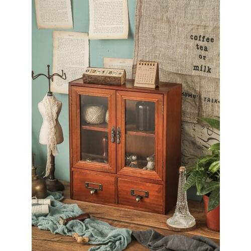 Drawer Retro Storage Box Organizer for Nail Supplies Wood Bamboo Large Storage Box Makeup Boite Rangement Organization BL50SB