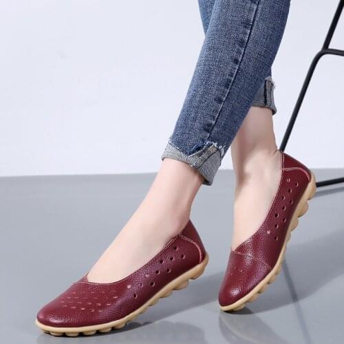 AARDIMI 2019 New Plus Size 35-43 Women Flats Shoes Genuine Leather Women Loafers Shallow Casual Flat Shoes Mocassin Femme