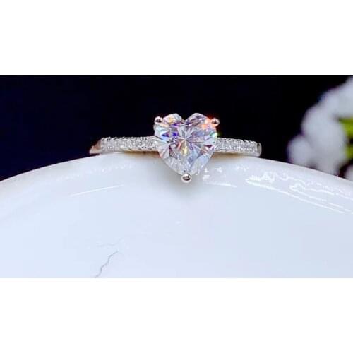 Heart style glitting moissanite ring for women silver jewelry gem shiny better than diamond real 925 silver engagement ring gift
