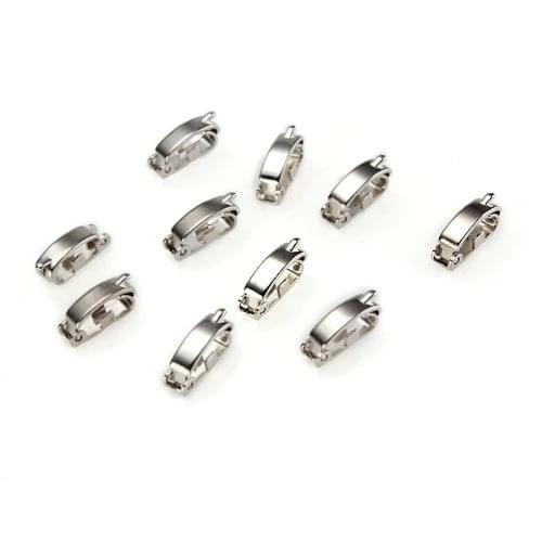 YCYS 10 x Metal SILVER WATCH Clasps Jewelry Wrist WatchES Bracelet Band Fold Over Clasps 0.4x0.1"