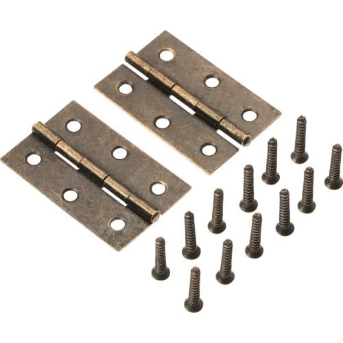 2Pcs Antique Bronze Furniture Kitchen Cabinet Door Hinges Jewelry Wooden Boxes Decorative Hinges for Furniture Hardware