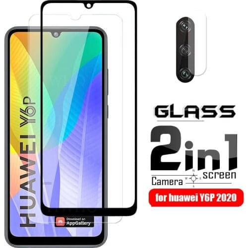 2 IN 1 Protective glass on for Huawei Y6p Screen Protector Tempered Glass Film for Huwei Y6 Y 6 P MED-LX9 MED-LX9N Camera Lens