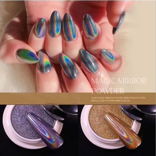 2020HOT! High Grade Solid Gold Silver laser powder Nail Solid Mirror Pigment Nail Art Powder Shining Chrome Decoration Polish