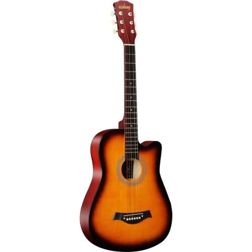 38'' Full Size Adult 6 Strings Cutaway Folk Acoustic Guitar for Students Beginners (Black) guitar