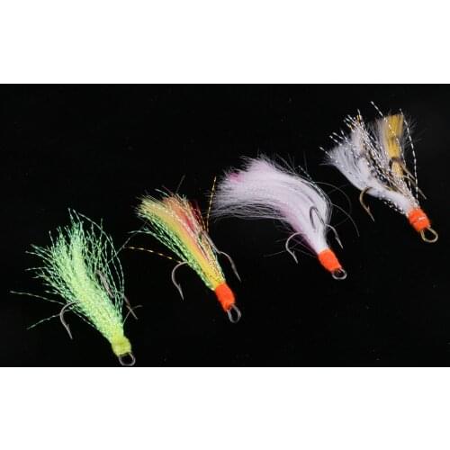 4Pcs Artificial Feathers Treble Hooks Dry Flies Insect Flies Fly Fishing Flies for Lake/ Reservoir/Pond/ River/ Brook