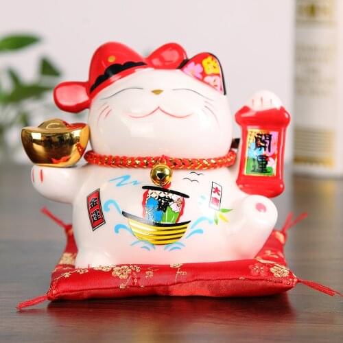 Ceramic Maneki Neko Japanese Lucky Cat Fortune Cat Lucky Cat Piggy Bank Present Money Box Ornately Decorated Porcelain