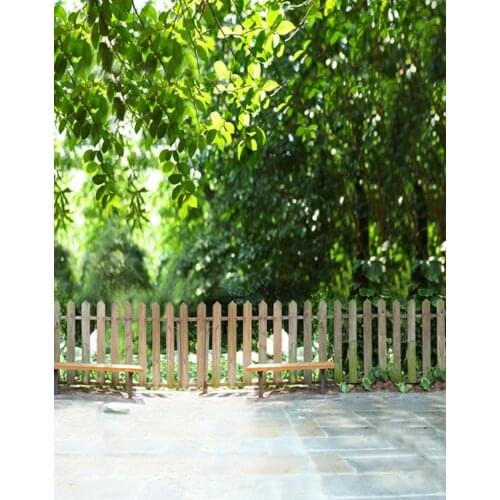 5x7ft Landscape Green Tree Fence Photography Backdrops Photo Props Studio Background