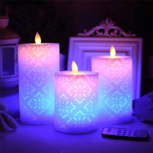 1 Set Flameless Simulated Candle Night Light LED Candle With RGB Remote Control Wax Candle For Christmas Wedding Decoration