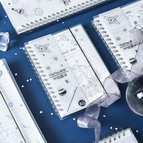 A5/A6 Star PP Coil Spiral Notebook Kawaii Laser Hand-book Stationery Diary Weekly Journal Planner Travel Note Separated Memo Pad