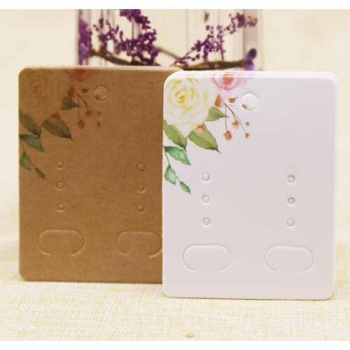 50Pcs Multi-Style Paper earring package Card 5x6.5cm kraft flower pattern print Jewelry earringDisplay Cards
