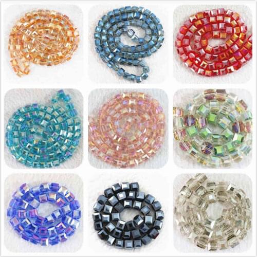 Mixcolor crystal glass square cube fasceted 8mm fashion jewelry decorative stone loose beads spacers 10pcs B987
