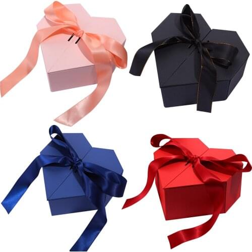 Behogar Heart-shaped Flower Gift Box with Rabbit Toy Ribbon Raffia Led Light Exquisite Box for Valentines Day Birthday Gifts