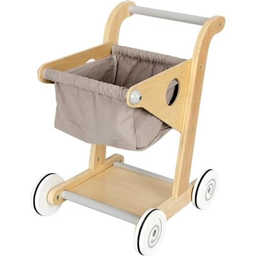Kids Wood Shopping Cart Mini Simulation Supermarket Trolley Push Car Toddler Pretend Play Toy Children Boy Gifts