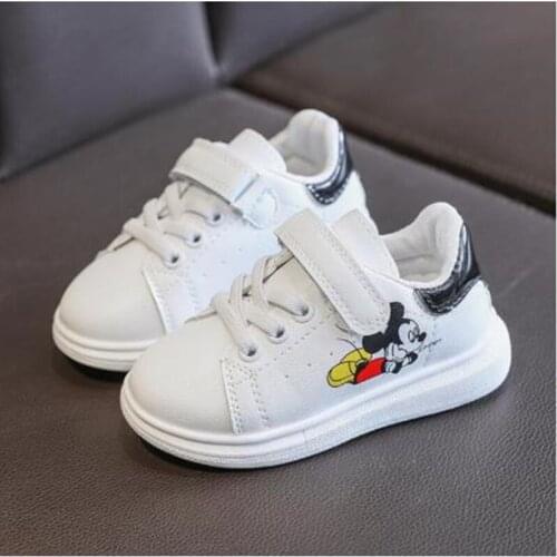 Disney Child Shoes Girls Boys Sport Shoes Antislip Soft Bottom Mickey Mouse Kids Baby Sneaker Casual Flat Sneakers white Shoes