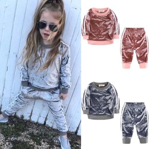 Childrens Suit 2020 New Spring And Autumn Velvet Sets Europe And America Style Baby Girls Boys Tide Suit Kids Clothes 2PCS0-4Y