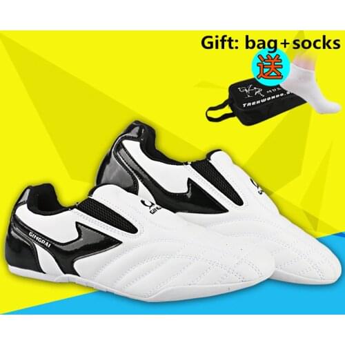 White strip breathable Taekwondo Shoes Martial Arts Sneaker kids sport shoes Professional Training Competition shoes for coach